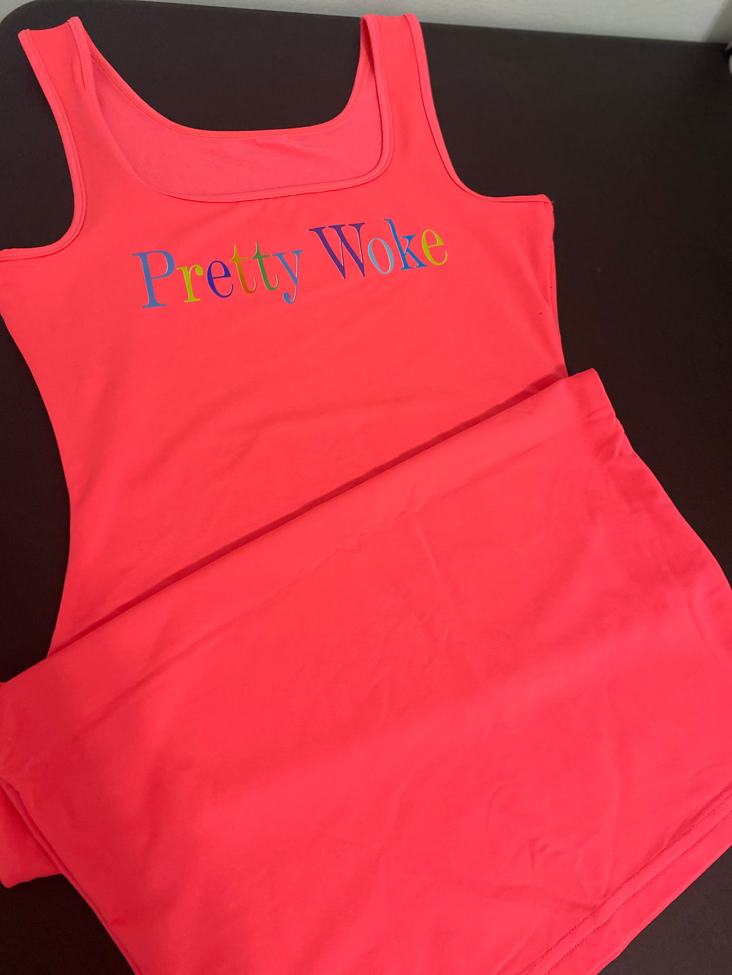 PrettyWoke Sleeveless Dress -Fluorescent Pink