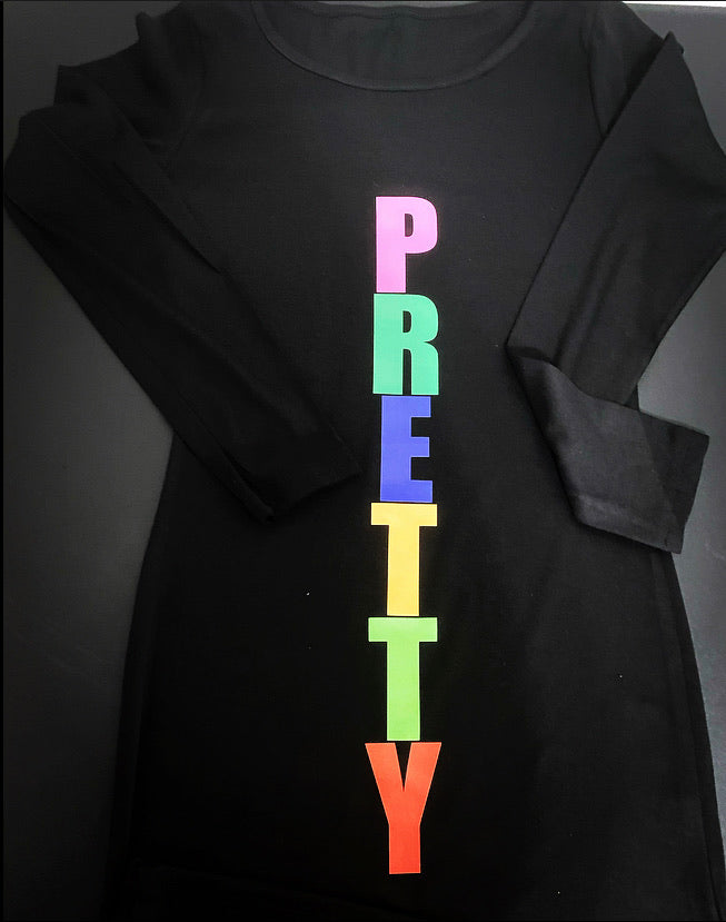 Prettywoke long sleeve mini dress-Black