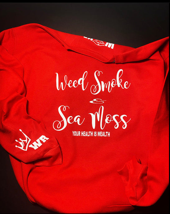 Weed Smoke & Sea Moss Sweat Shirt-Red