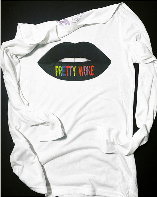 PrettyWoke Lips Long Sleeve- White