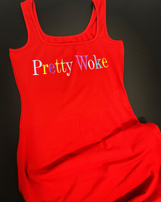 PrettyWoke Sleeveless Dress in Red