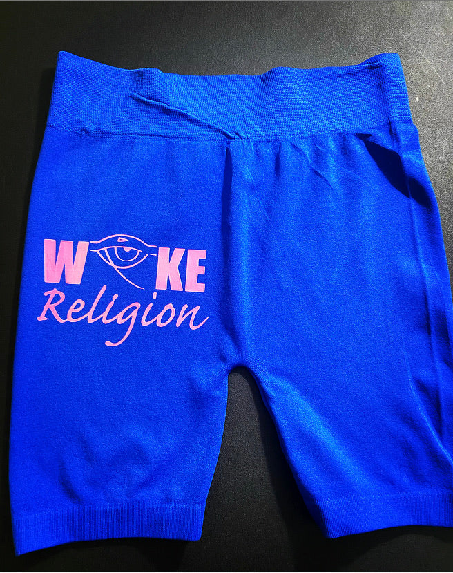 Woke Religion Pink Logo Bikers-Blue