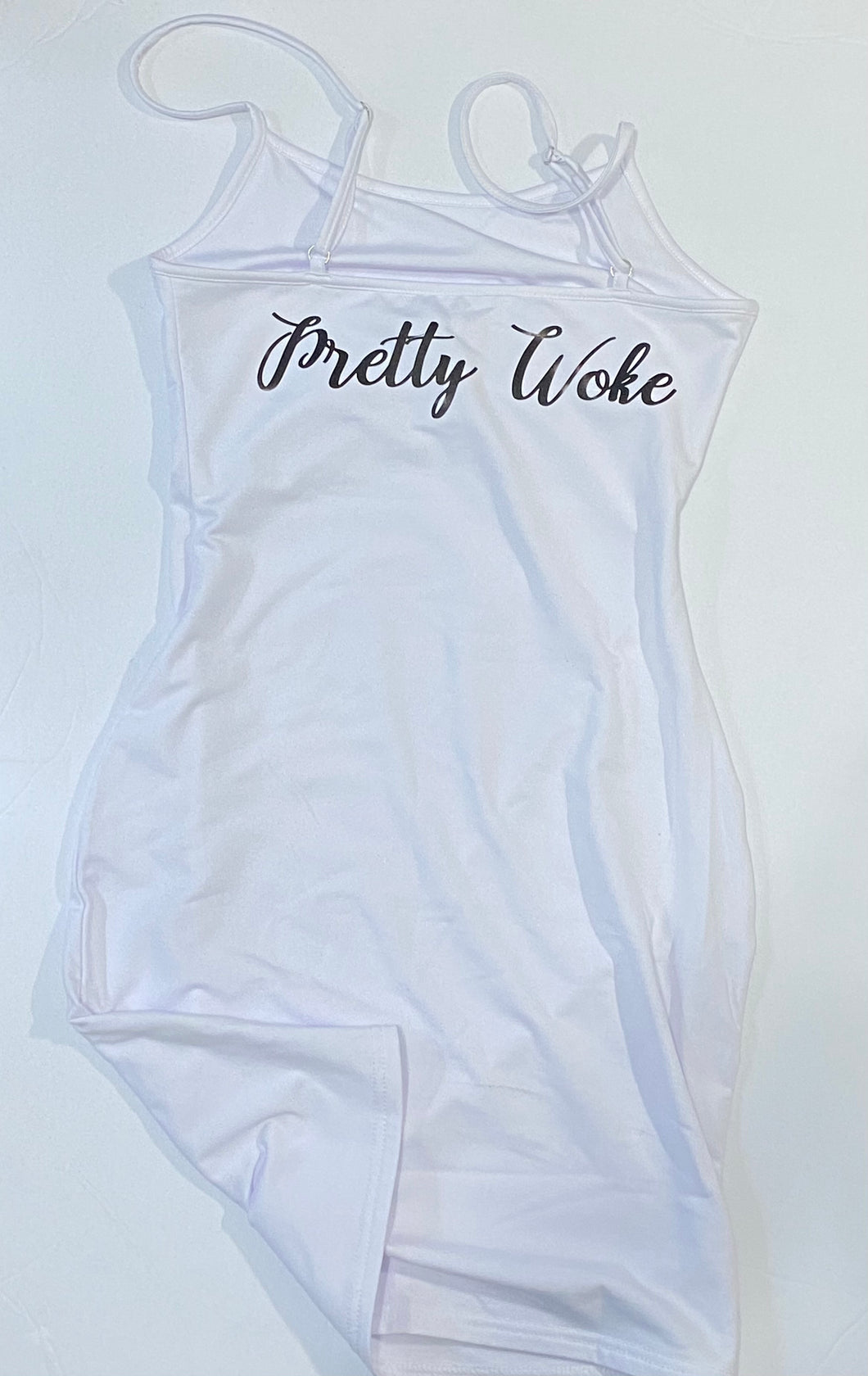 Pretty Woke Spaghetti Strap -White