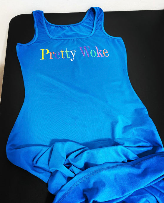 Pretty Woke Sleeveless Dress Peacock Blue